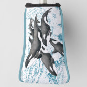 Orca walvissen: oud blauw golfheadcover (Draai 90)