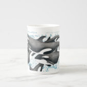 Orca walvissen: oud blauw porselein kop (Voorkant)