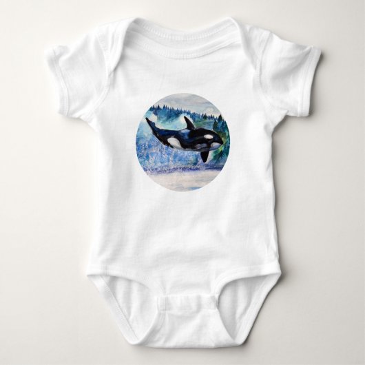 Orca Whale Art Baby Bodysuit (Voorkant)
