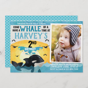 Orca Whale Birthday Party Invitation Invite Kaart