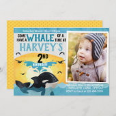 Orca Whale Birthday Party Invitation Invite Kaart (Voorkant / Achterkant)