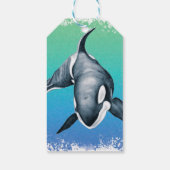 Orca Whale Blauwgroen kristal Cadeaulabel (Achterkant)