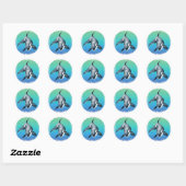Orca Whale Blauwgroen kristal Ronde Sticker (Vel)