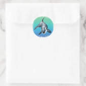 Orca Whale Blauwgroen kristal Ronde Sticker (Tas)