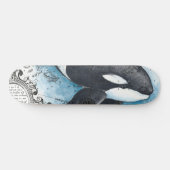 Orca Whale Blue Waterverf Nautical Map Skateboard (Horizontaal)