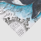 Orca Whale Blue Waterverf Nautical Map Tissuepapier (Detail)