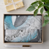 Orca Whale Blue Waterverf Nautical Map Tissuepapier (Geschenk)