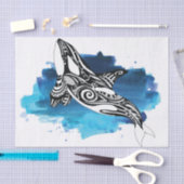 Orca Whale Blue Waterverf Tissuepapier (Craft)