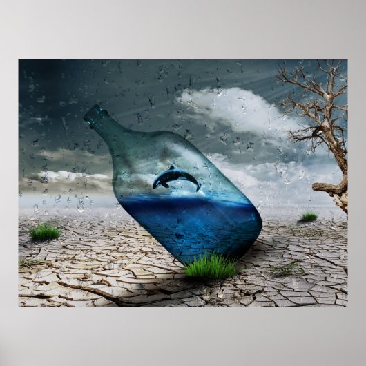 Orca Whale in a Bottle Imprimer Poster Oeuvre mura (Devant)