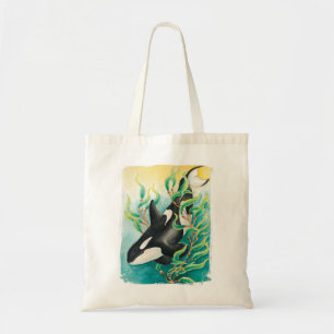 Orca Whale in Kelp Waterverf Art Tote Bag