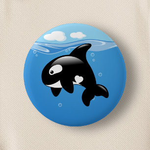 Orca Whale in Ocean Ronde Button 5,7 Cm