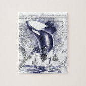 Orca Whale Map Blue Legpuzzel (Verticaal)