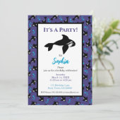 Orca Whale Paars en Blue Pattern Birthday Kaart (Staand voorkant)