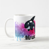 Orca Whale Pink Splatter Mok (Links)