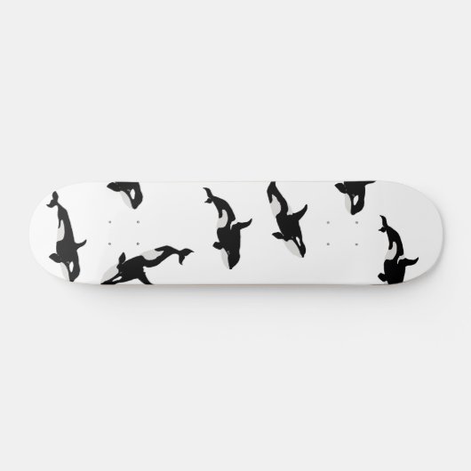 Orca Whale Pod Pattern White Skateboard (Horizontaal)