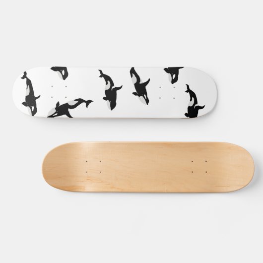 Orca Whale Pod Pattern White Skateboard (Horizontaal)