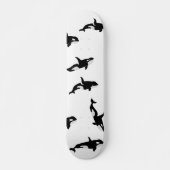 Orca Whale Pod Pattern White Skateboard (Voorkant)