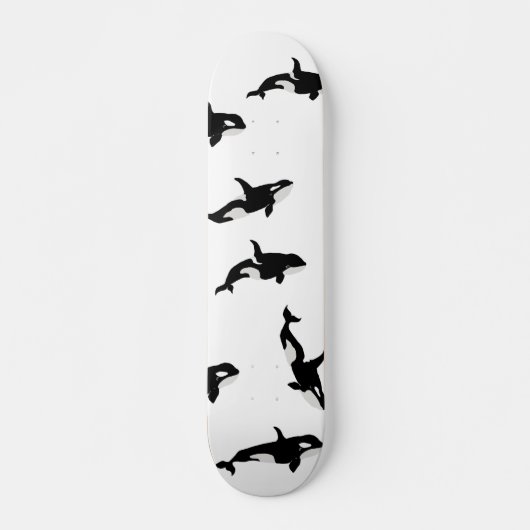 Orca Whale Pod Pattern White Skateboard (Voorkant)
