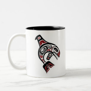 Orca Whale Salish design Pacific Northwest Tweekleurige Koffiemok