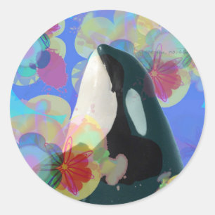 Orca Whale Spy Hop Multicolor Graphic-I zie je Ronde Sticker