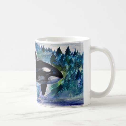 Orca Whale Waterverf Art Mok (Rechts)