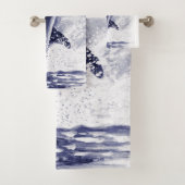 Orca Whale Waterverf Blue Bad Handdoek (Insitu)