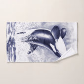 Orca Whale Waterverf Blue Bad Handdoek (Handdoek)