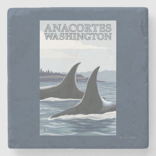 Orca Whales #1 - Anacortes, Washington Stenen Onderzetter