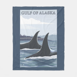 Orca Whales #1 - Golf van Alaska Fleece Deken
