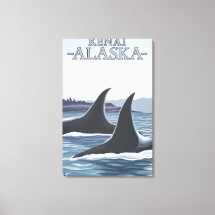Orca Whales #1 - Kenai, Alaska Canvas Afdruk