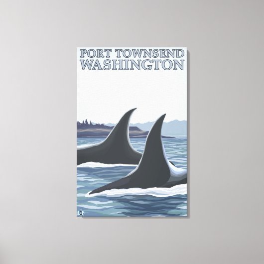 Orca Whales #1 - Port Townsend, Washington Canvas Afdruk (Voorkant)