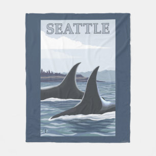 Orca Whales #1 - Seattle, Washington Fleece Deken