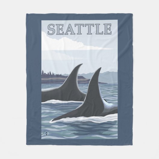 Orca Whales #1 - Seattle, Washington Fleece Deken (Voorkant)