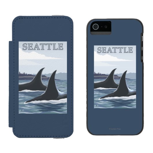 Orca Whales #1 - Seattle, Washington Incipio iPhone Portemonnee Hoesje (Naast elkaar)