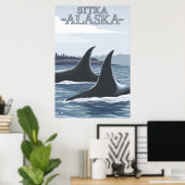 Orca Whales #1 - Sitka, Alaska Poster (Thuiskantoor)