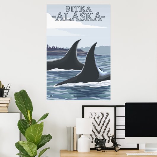 Orca Whales #1 - Sitka, Alaska Poster (Thuiskantoor)
