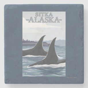 Orca Whales #1 - Sitka, Alaska Stenen Onderzetter