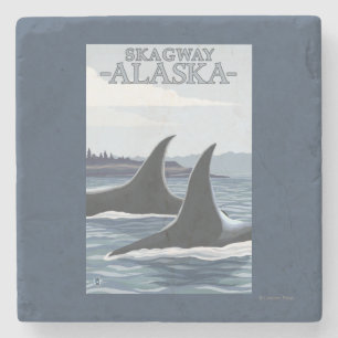 Orca Whales #1 - Skagway, Alaska Stenen Onderzetter