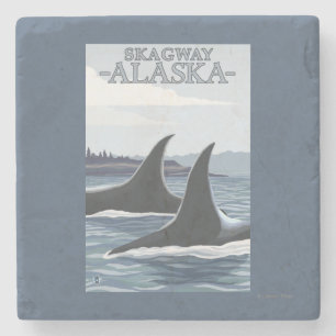 Orca Whales #1 - Skagway, Alaska Stenen Onderzetter