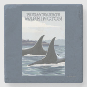 Orca Whales #1 - Vrijdag Harbour, Washington Stenen Onderzetter