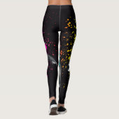 Orca Whales Waterverf Splash Black Leggings (Achterkant)
