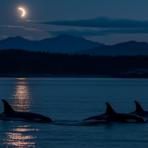 Orcas at Night - Killer Whale Jigzaag Puzzle Legpuzzel