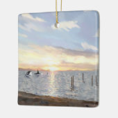 Orcas at Sunset Ceramic Ornament (Links)
