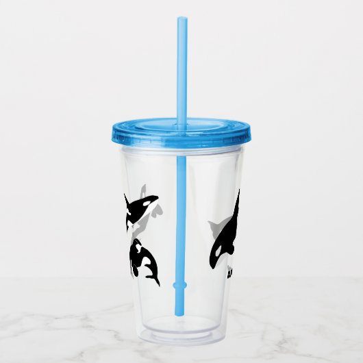 Orcas Killer Whales - Aangepaste reisbeker Acryl Drinkbeker (Rechts)