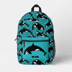 Orcas Killer Whales Blauwgroen Blauw Aangepast Bedrukte Rugzak