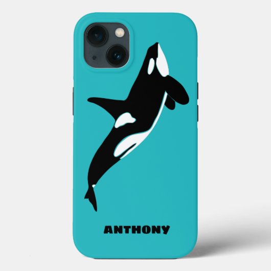 Orcas Killer Whales Blauwgroen Blauw Aangepast Case-Mate iPhone Case (Achterkant)