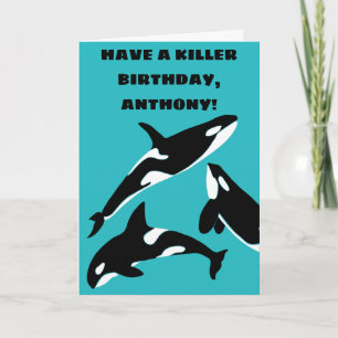 Orcas Killer Whales Blauwgroen Blauw Aangepast Kaart