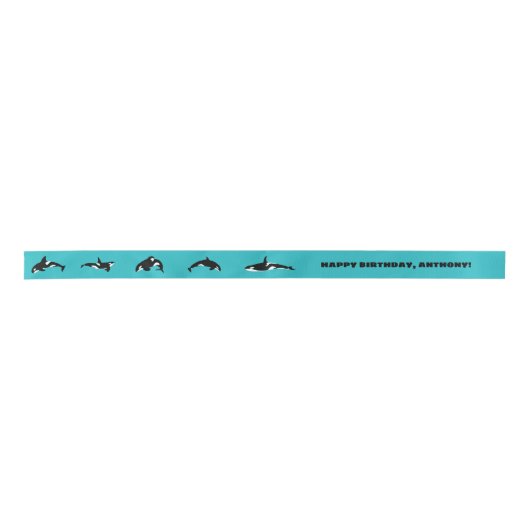 Orcas Killer Whales Blauwgroen Blauw Aangepast Lint (Voorkant)