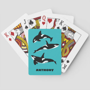 Orcas Killer Whales Blauwgroen Blauw Aangepast Pokerkaarten
