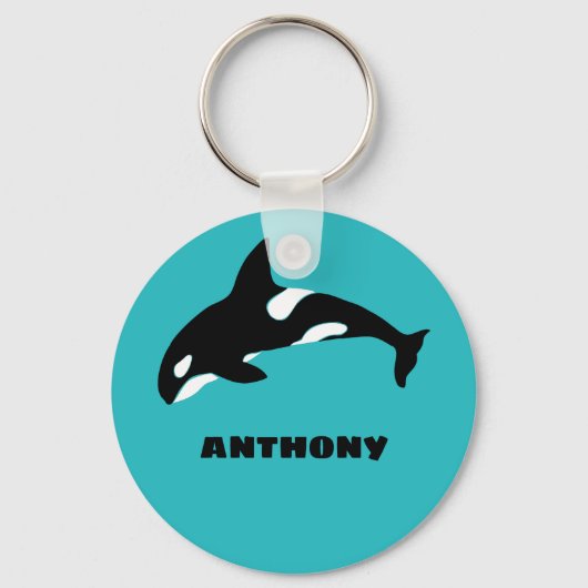 Orcas Killer Whales Blauwgroen Blauw Aangepast Sleutelhanger (Voorkant)